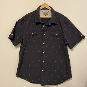 Mens XL Shirt Jacks New York Button Down Short Sleeved Navy Blue And Red